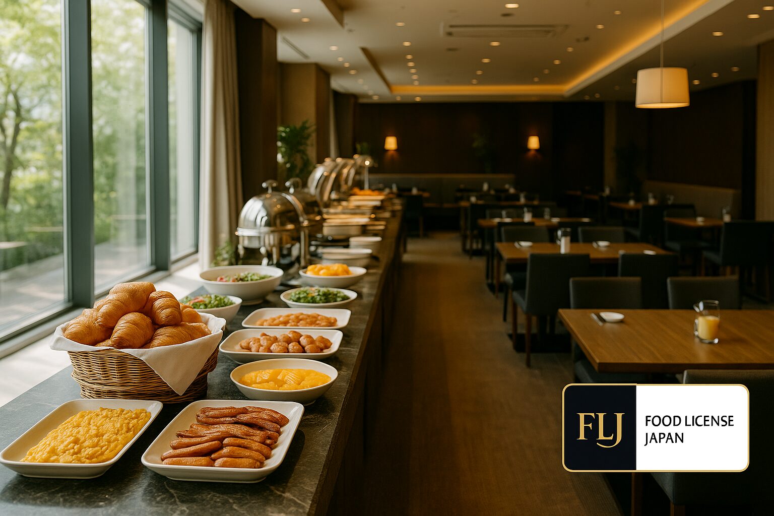 ホテルレストラン朝食ビュッフェ風景